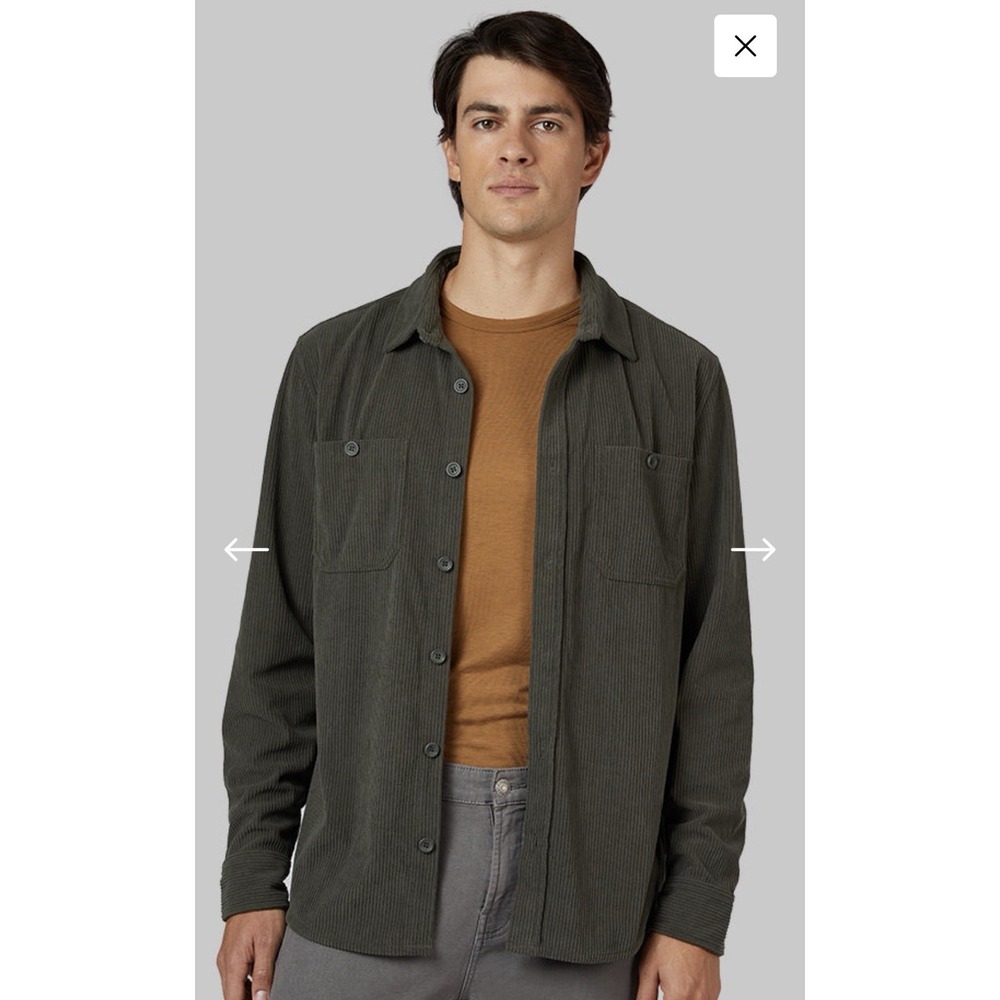32 Degrees Heat Mens Midweight Corduroy Overshirt Large Chimera Pockets Button